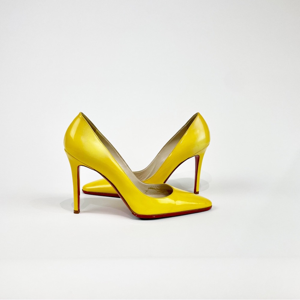 Christian Louboutin So Kate Bright Yellow Patent Leather Pumps Size 35 EU